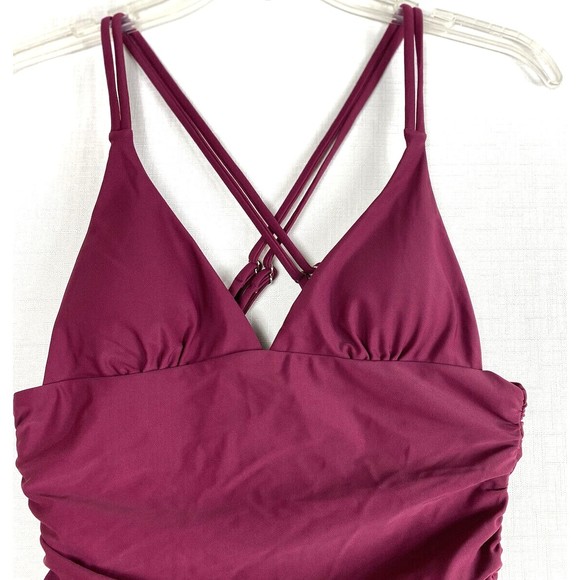 Womens One Piece Swimsuit Small Beachsissi Ruched Cinched Sides Criss Cross Back - Picture 3 of 16